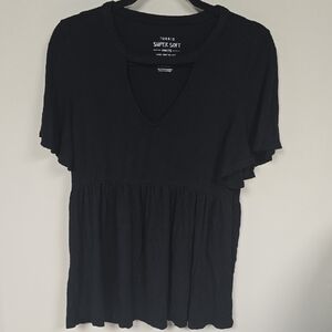 torrid Black V‑Neck Cut Out Flowy Blouse